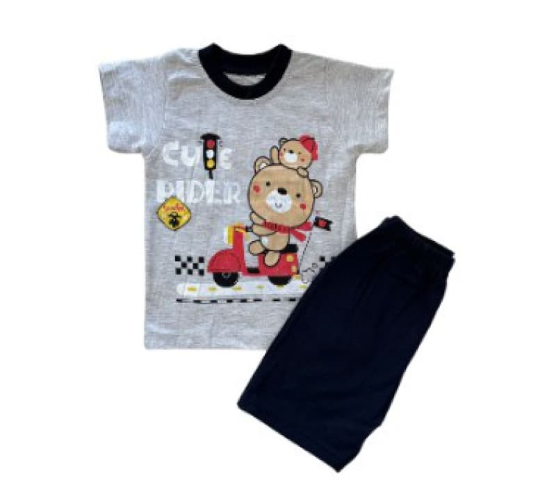 Ens Short+tee Shirt Garcon 9m, gris