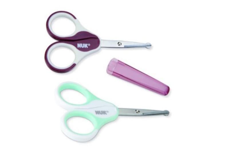 Ciseaux Bout Rond & Etui, nuk blanc et turquoise naissance per
