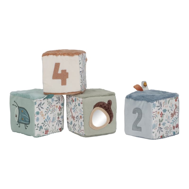 Lot de 4 Cubes Doux, marron bleu jaune multicolore forest friends little dutch — vue 3 sur 4