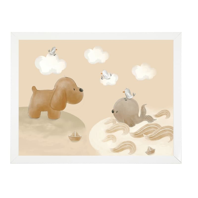 Charlie Cadre avec Poster 40*30cm, charlie nattou beige 40x30 h-22