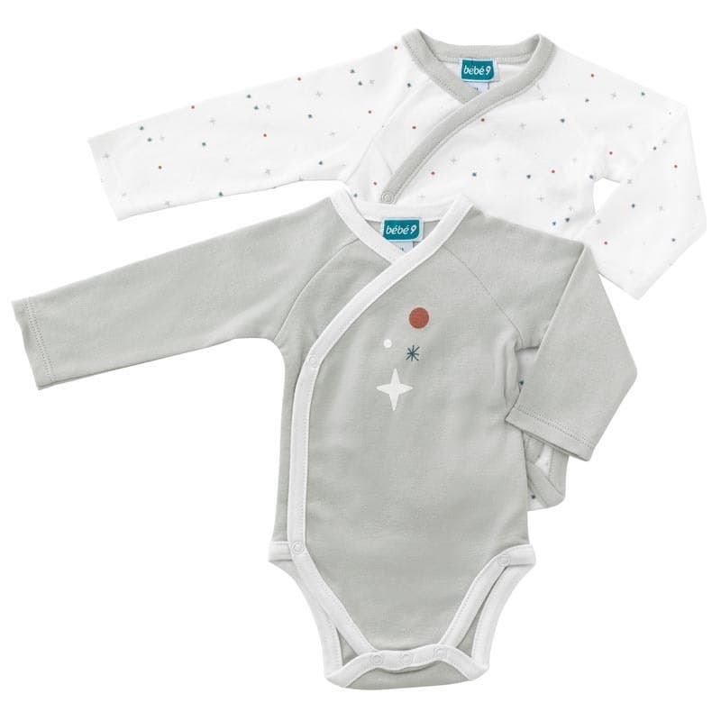 Lot de 2 Bodies Naissance Gaia Gris, gaia bebe9 creation gris 0m h-21 — vue 1 sur 4