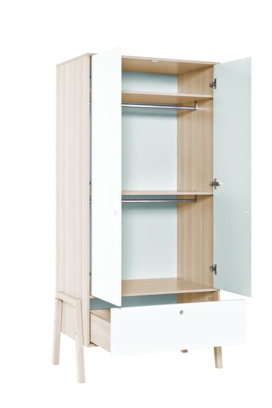 Armoire 2 Portes Spotbaby Acacia, acacia/blanc — vue 3 sur 3