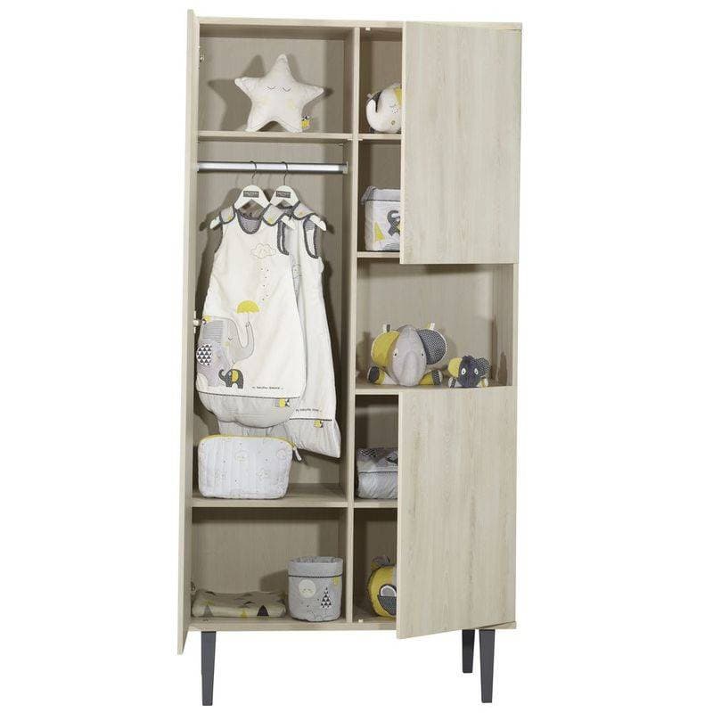 Armoire 1 Gde et 2 Petites Portes Niche Pied Opali, opaline sauthon selection hetre cendre - gris ombr — vue 1 sur 2