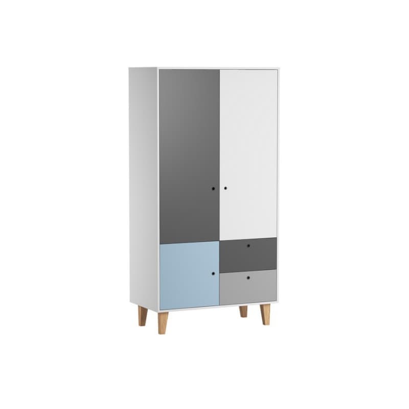 Armoire 2 Portes Bleu Concept, blanc/graphite/gris/bleu — vue 1 sur 5