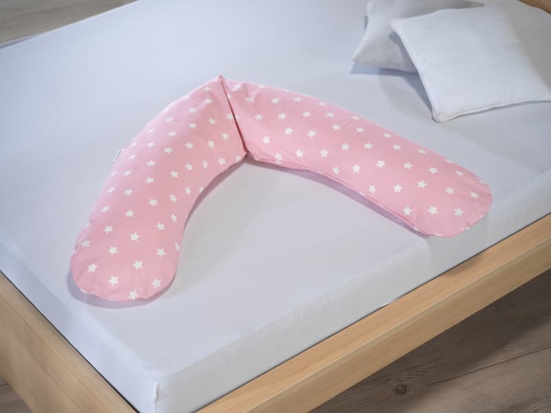 Coussin d'Allaitement Confort, rose 170 cm grandes étoiles theraline — vue 1 sur 3