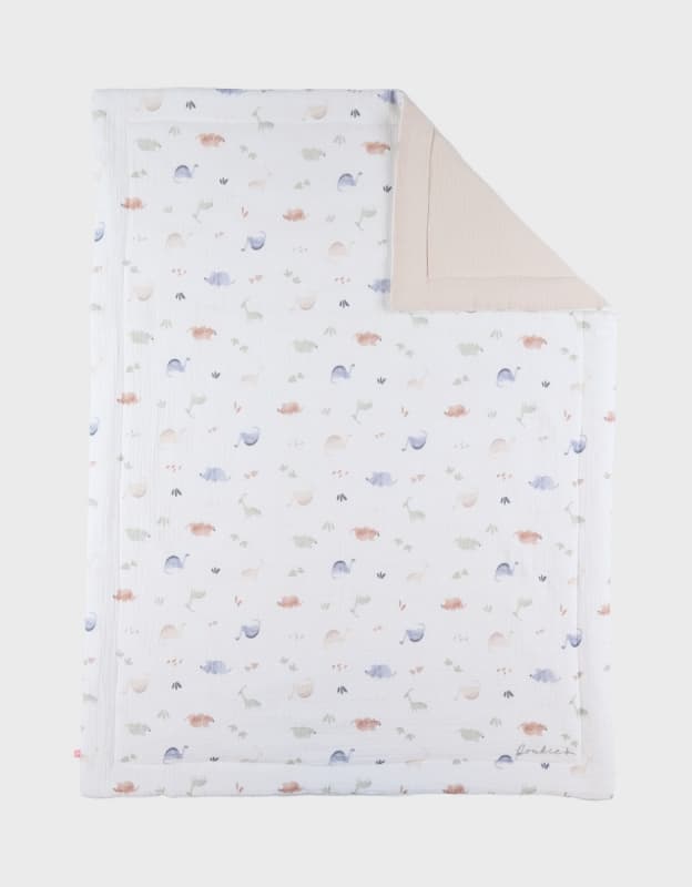 Couverture Mousseline Bio - Dino, ecru beige 75x100cm m&m 2026 noukie's — vue 1 sur 4