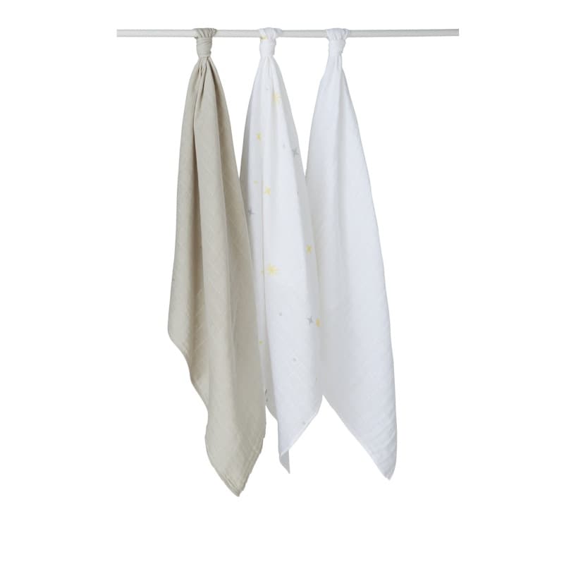 Lot de 3 Langes, imprime etoile/gris/blanc babycalin multicolore 70x70cm 2022