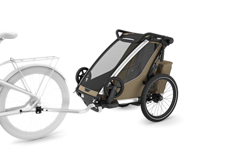 Chariot Cross 1 G3, khaki active with kids thule — vue 2 sur 5