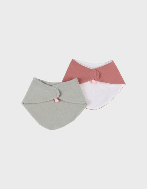 Bavoirs Bandana Eponge & Gaze de Coton Bio X2, fluffy, orso & lily noukie's — vue 2 sur 6