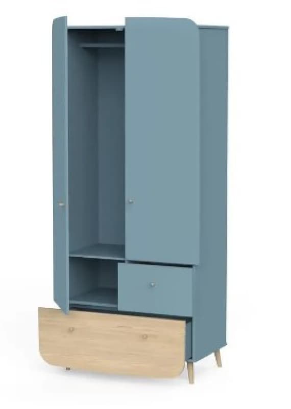 Firmiana Trio Bleu : Lit Evolutif 70*140+commode+pal+armoire 2p — vue 3 sur 3