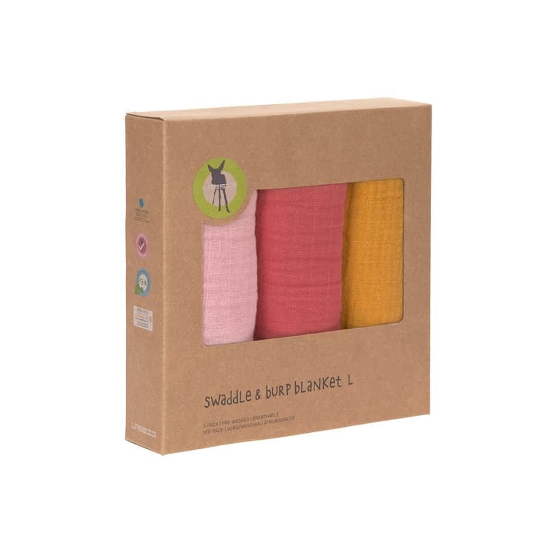 Lange Mousseline L Rose/bois de Rose/moutarde Boite de 3 Pcs, 85 X 85 Cm, lässig mutlicouleur — vue 2 sur 5