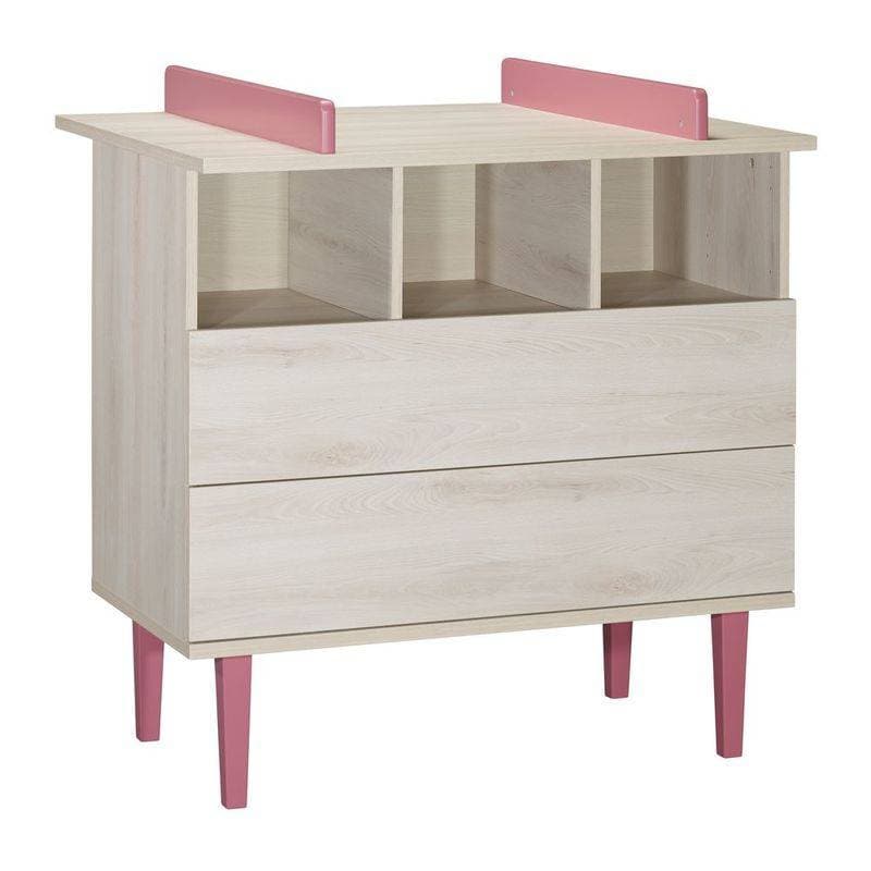 Commode 2 Tiroirs 3 Niches Opaline Rose, opaline sauthon selection hetre cendre - rose cany — vue 1 sur 4