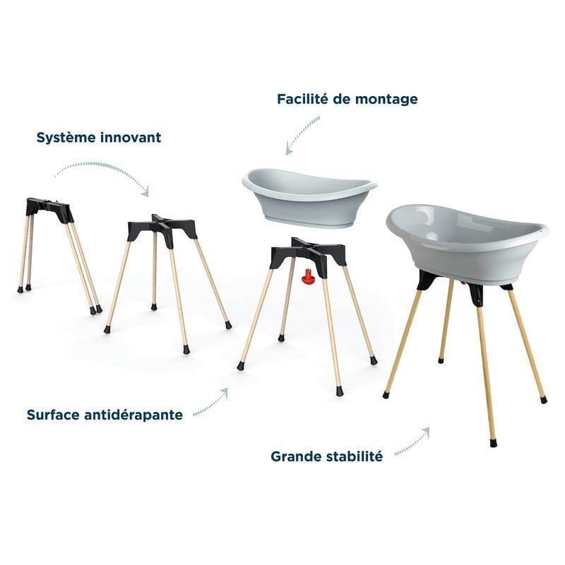Kit Baignoire Vasco Gris Charme : Baignoire + Pieds + Tuyau de Vidange, thermobaby — vue 1 sur 5