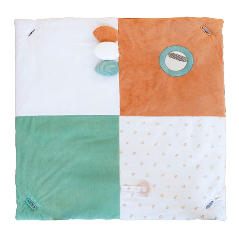 Tapis d'Eveil-diplododo, diplododo all over feuilles écru, vert — vue 1 sur 2