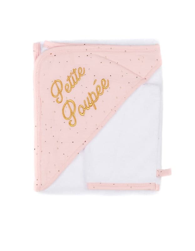 Cape de Bain Brodee Petite Poupee + Gant - Girly Chic, bb&co girly chic 0-24 mois per — vue 2 sur 2
