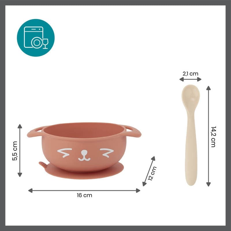 Kit Tast'isy Renard (bol + Cuillere en Silicone), babymoov france terra cotta — vue 4 sur 5