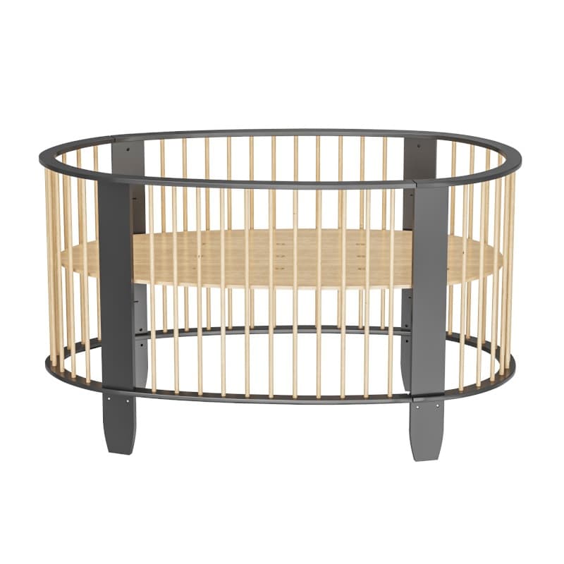 Lit 60x120 Gris Antrachite/naturel avec Matelas et, cocon songes et rigolades — vue 1 sur 3