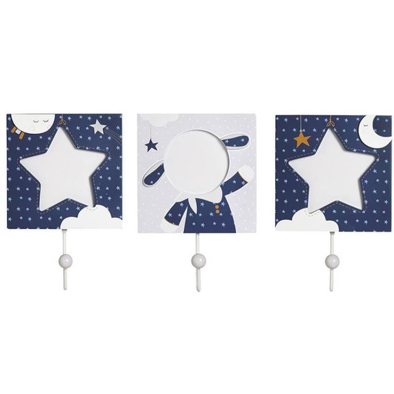 Set de 3 Pateres Merlin, merlin sauthon baby deco bleu/blanc 12x12 cm (phot — vue 3 sur 5