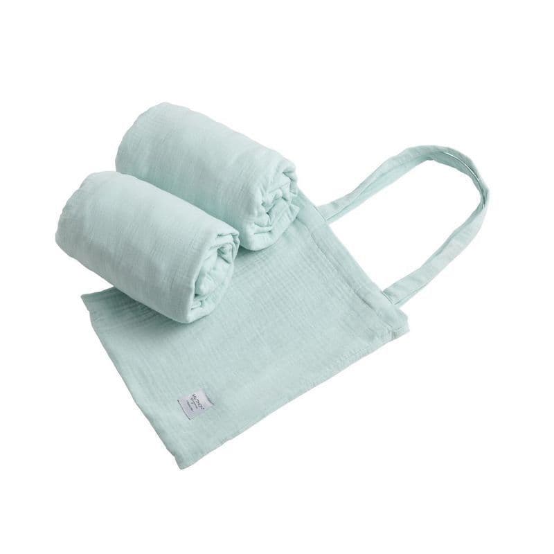 2 Draps Housse Rectangles 140x70 Aqua, original bleu aqua bleu aqua 70 x 140 x 1 — vue 2 sur 2