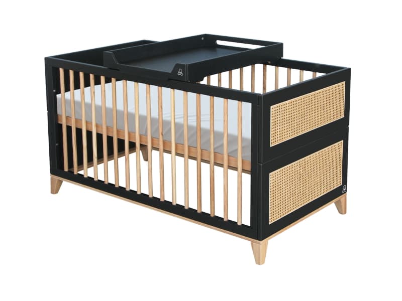 Nami Lit 70x140 Evolutif (2 Cotes Bas Tete et Pied de Lit Coupe) Cannage Ro, ony — vue 3 sur 3