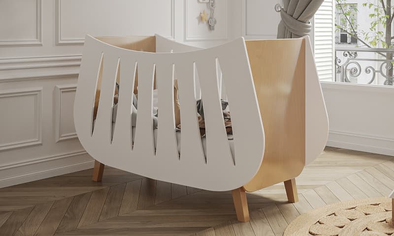 Lit 60x120 Trapeze Blanc-chene, trapeze songes et rigolades — vue 1 sur 2