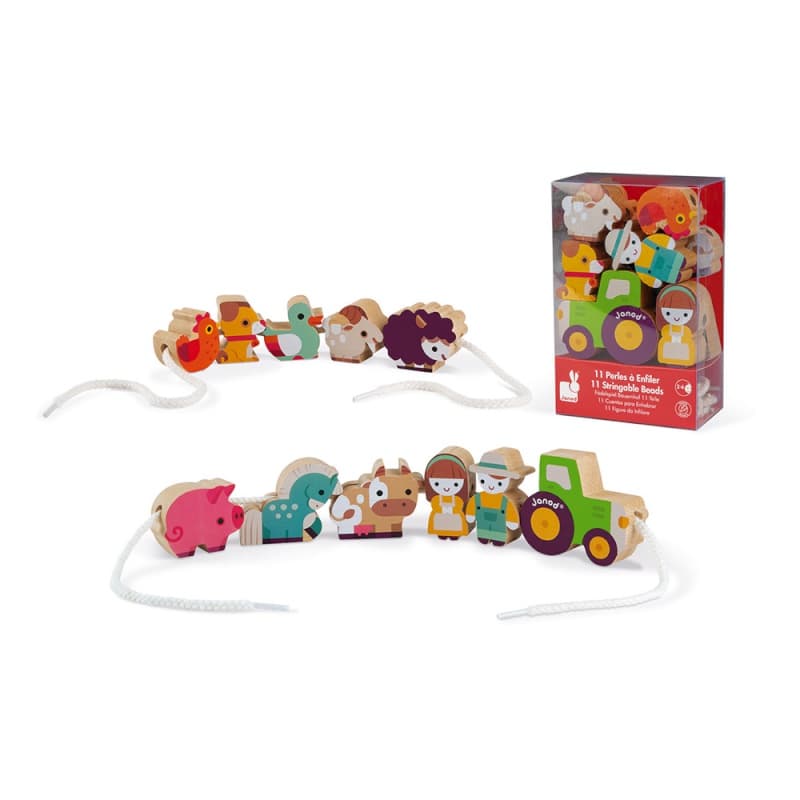 Perles a Enfiler Ferme, jouets d'eveil janod multicolore — vue 2 sur 5