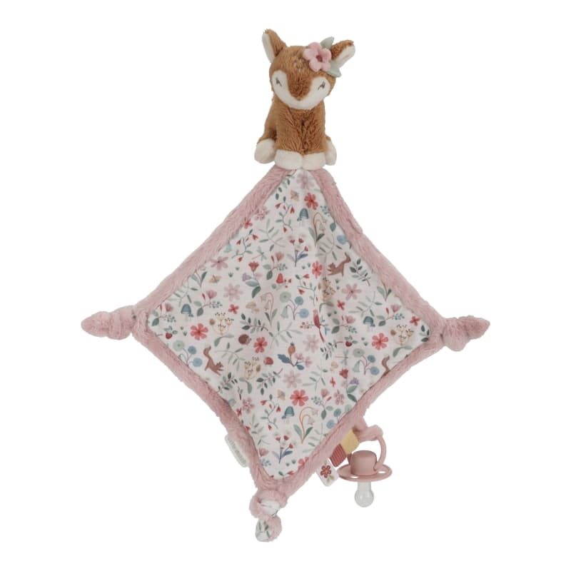 Doudou Carre Faon, rose marron vert multicolore fairy garden little dutch — vue 1 sur 2