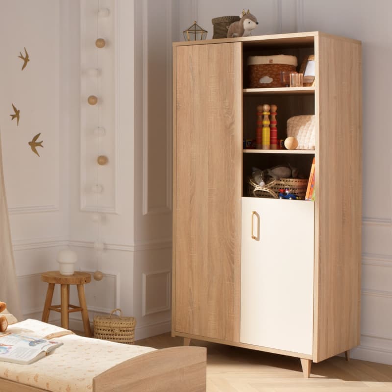 Armoire 2 Portes 1 Niche Charlie, charlie creme meuble chêne doré - crême — vue 4 sur 5
