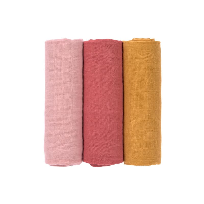 Lange Mousseline L Rose/bois de Rose/moutarde Boite de 3 Pcs, 85 X 85 Cm, lässig mutlicouleur — vue 4 sur 5