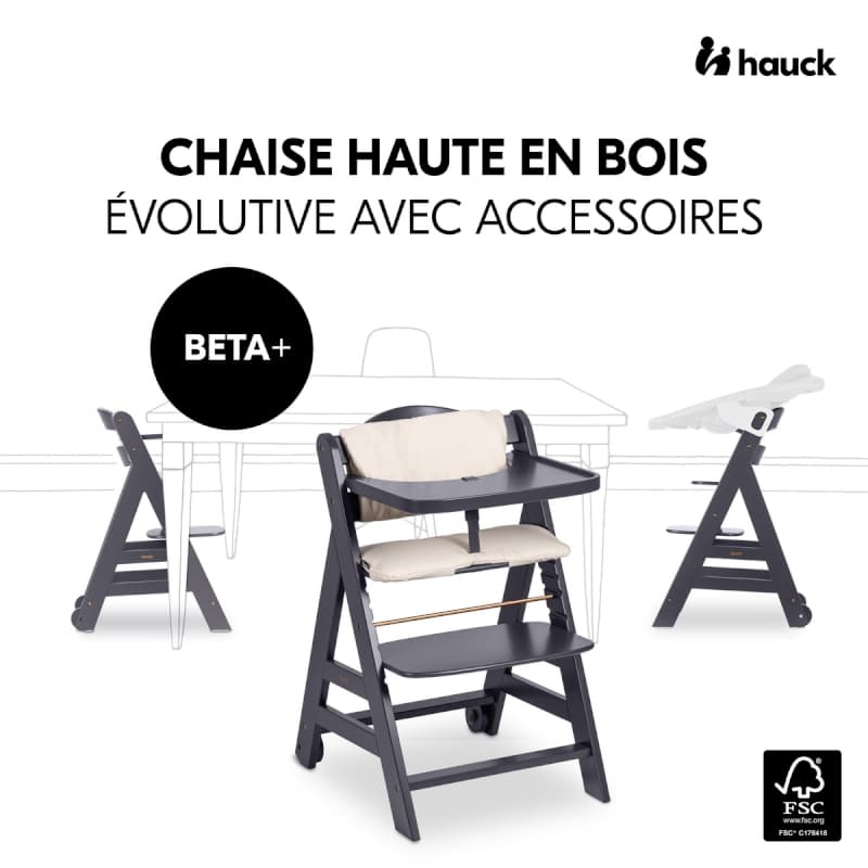 Chaise Haute Beta+, dark grey hauck — vue 2 sur 5