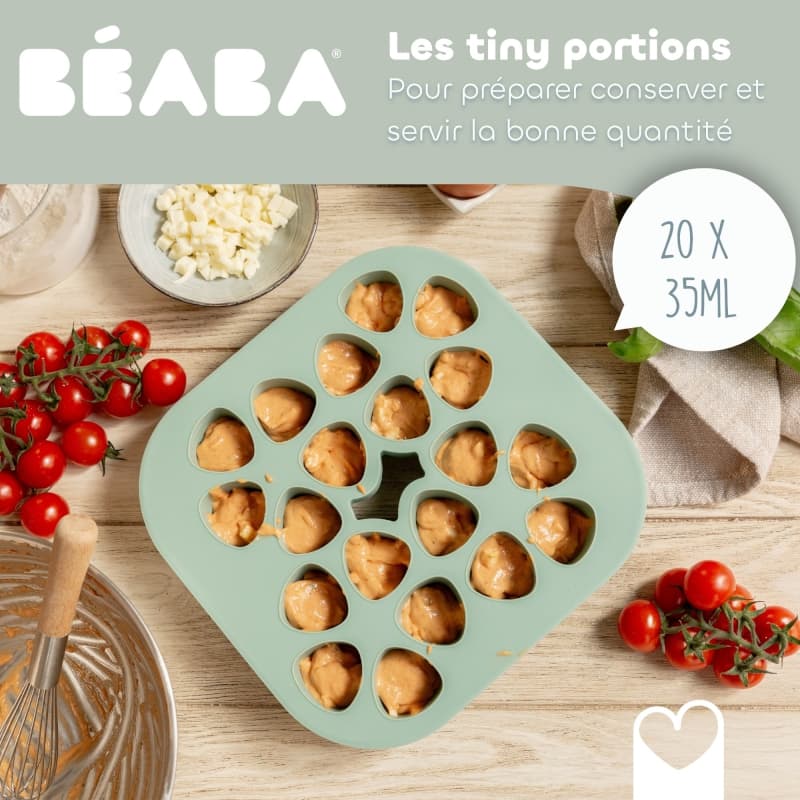Mini Multiportions Silicone X20, vert sauge 35ml beaba 26/05 — vue 3 sur 7