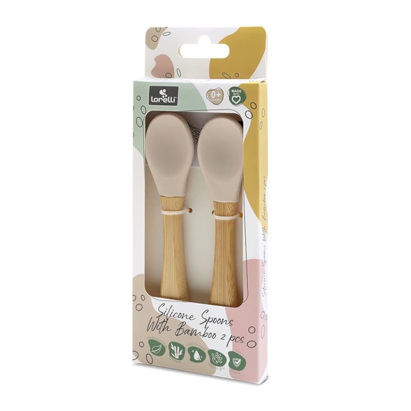 Lot de 2 Cuilleres Silicone Manche Bambou, beige lorelli 25/11 — vue 3 sur 3