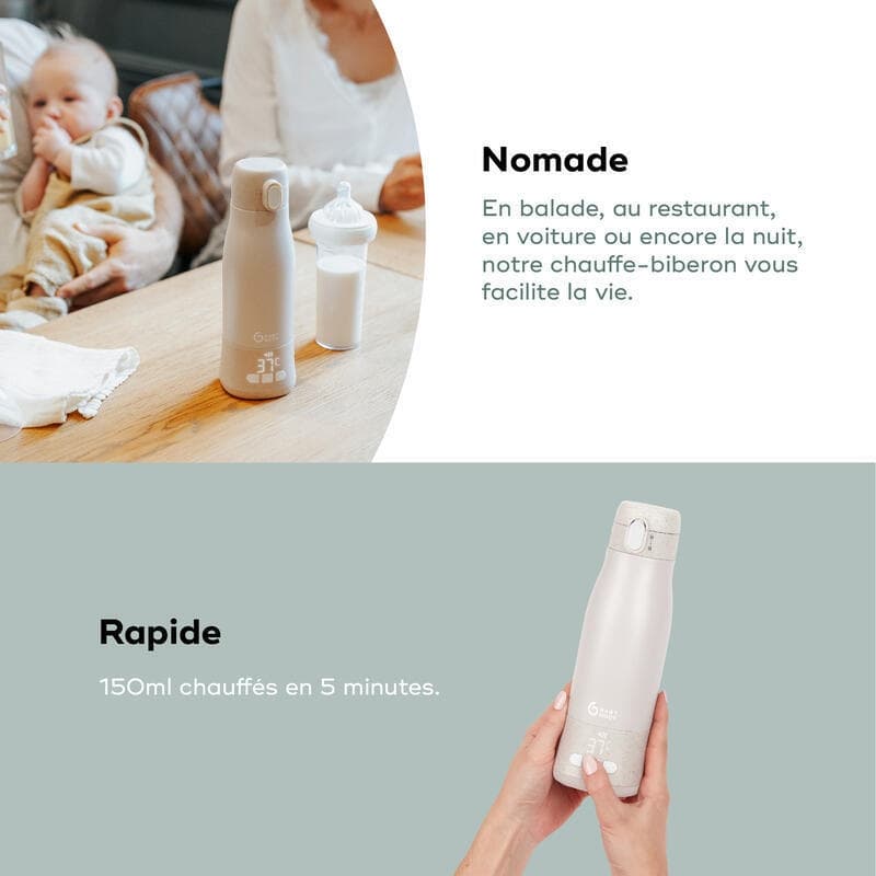 Chauffe-biberon Nomade Moov & Feed - Mineral Beige, repas babymoov — vue 5 sur 5