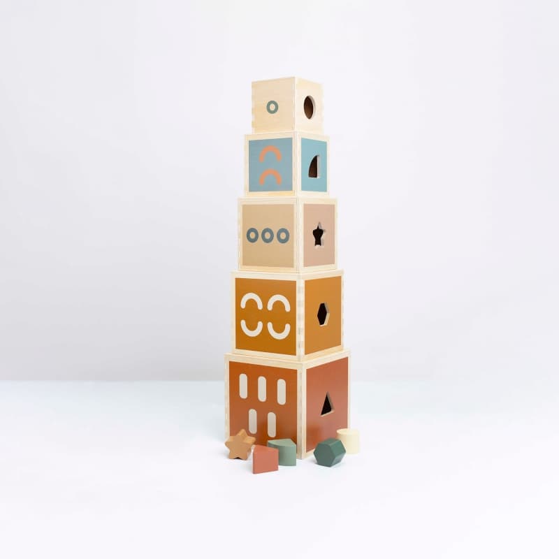 Cubes Empilables en Bois Fsc, multicouleur dès 12 mois trois kilos sept e-24 — vue 1 sur 5