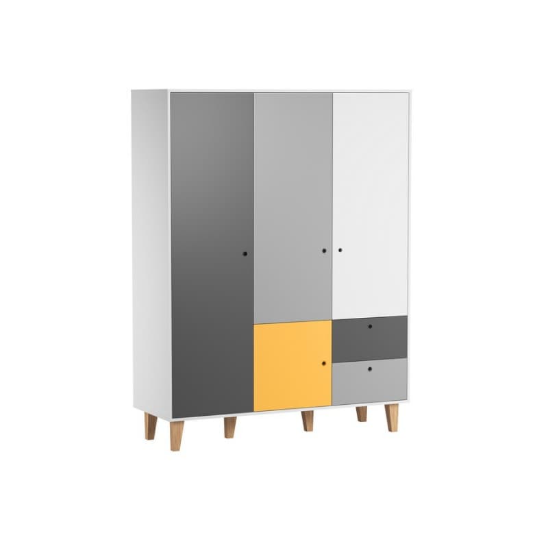 Armoire 3 Portes Safran Concept, 153x55x201,5 cm blanc/graphite/gris/safr