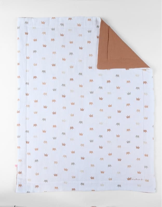 Couverture Mousseline Elephants, 75x100cm mix match noukie 's permanent — vue 1 sur 4