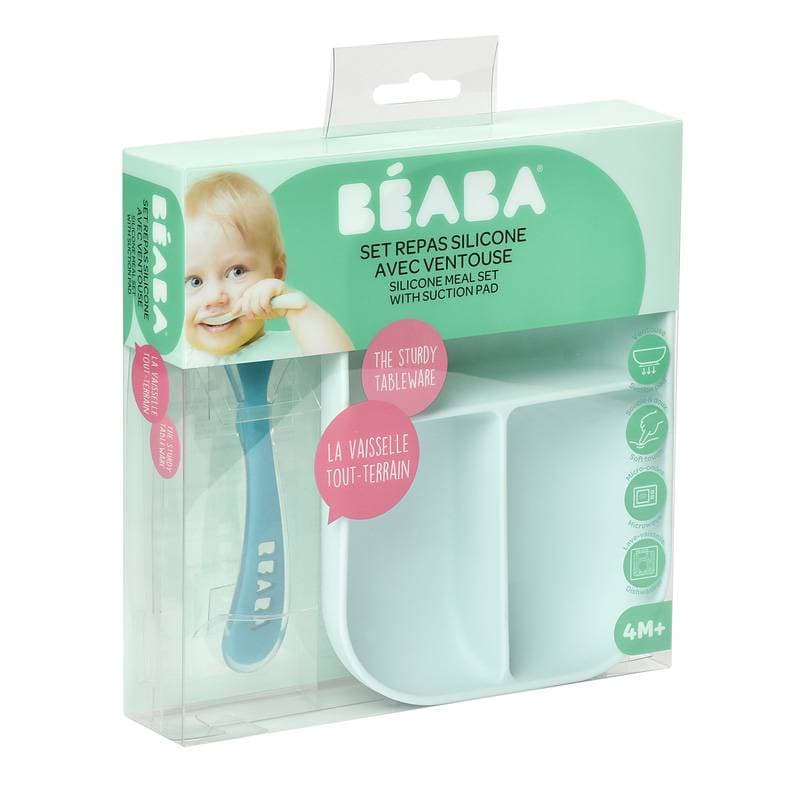 Set Repas Silicone Compartimente Blue, repas beaba blue — vue 1 sur 3