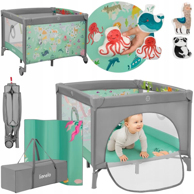 Parc Bebe Mille Plus, gris vert lionelo — vue 3 sur 3