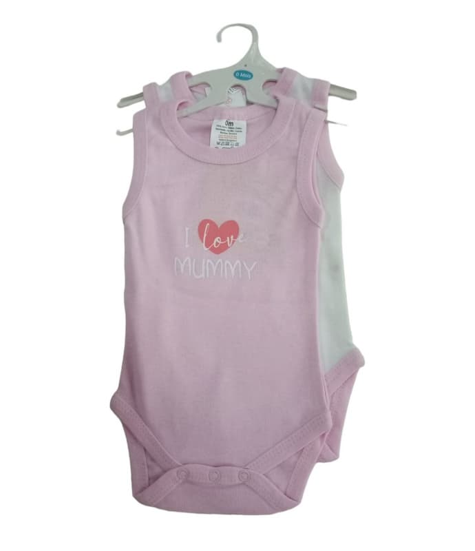 2 Bodys Bretelle 0-3m Rose — vue 1 sur 2
