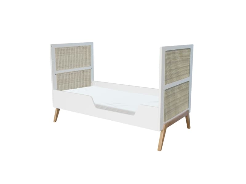 Marelia Rotin Lit 70x140 Multi Evolutif Facade Tressage Rotin, théo neige — vue 2 sur 3