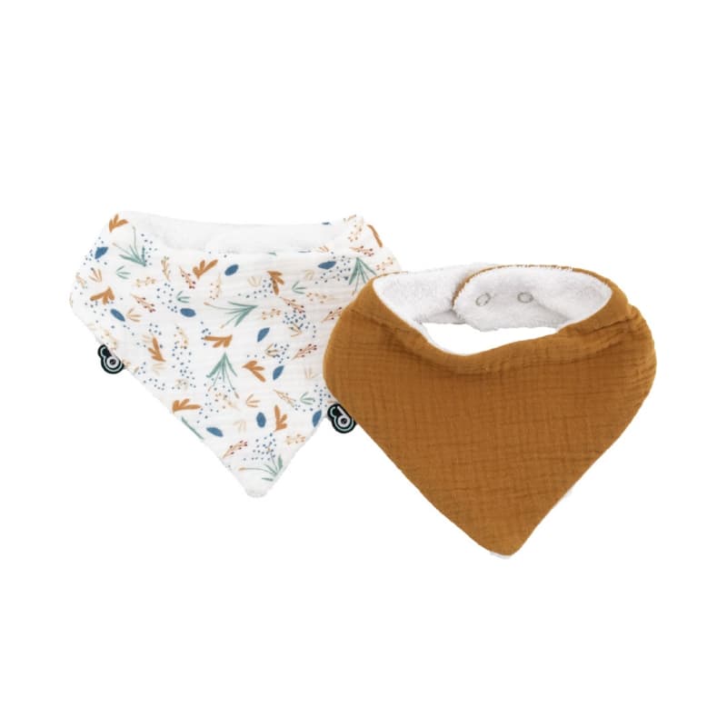 Lot X2 Bavoirs Bandana Mousseline Tu Caramel Impr Afdl, au fil de l'eau domiva caramel impr afdl tu 32x29,5cm
