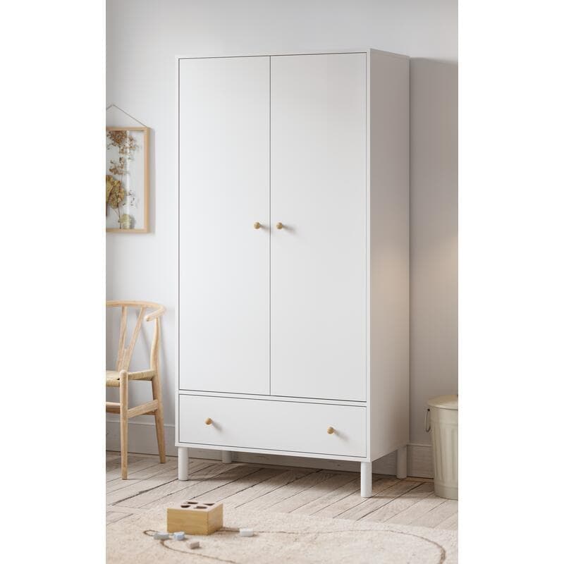 Armoire Tela Blanc/bois, tela 90x50x185 — vue 3 sur 4