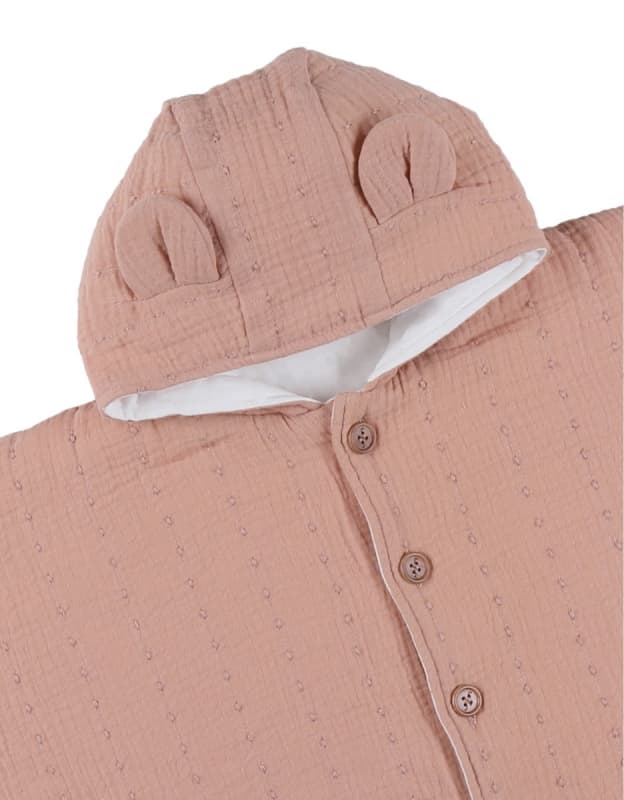 Vf Poncho, Mousseline Bio, rose 18-36m vintage flowers noukie's — vue 3 sur 3