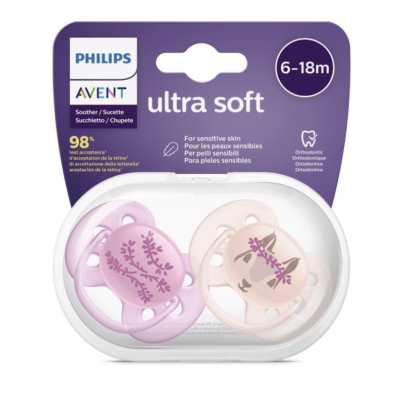 Lot de 2 - Sucette Ultra Douce - 6/18 Mois - Ecureuil/fleurs — vue 2 sur 2