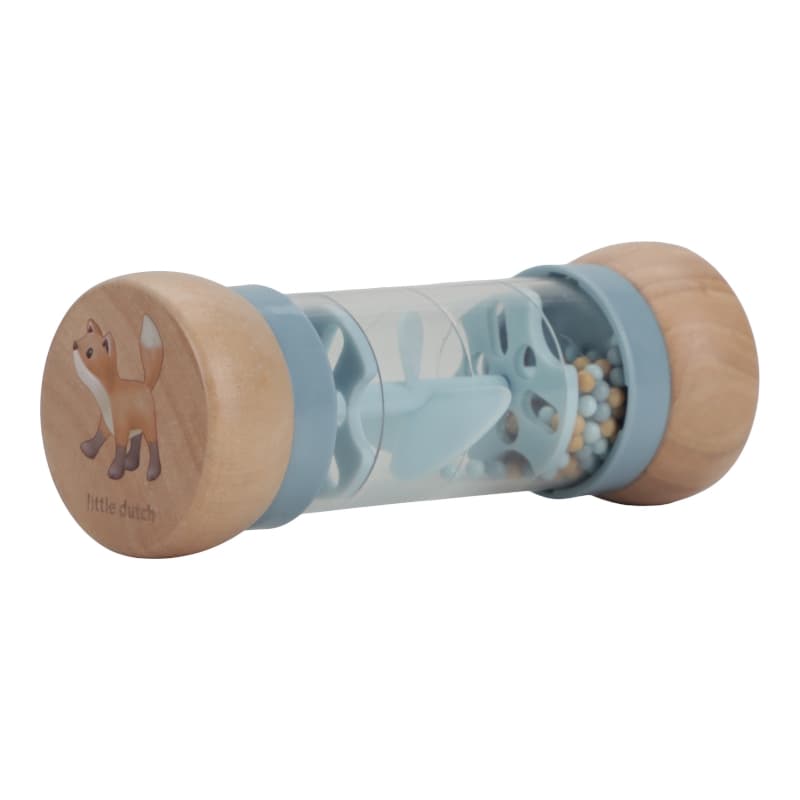 Hochet de Pluie Bois Fsc, bleu bois beige forest friends little dutch — vue 2 sur 4