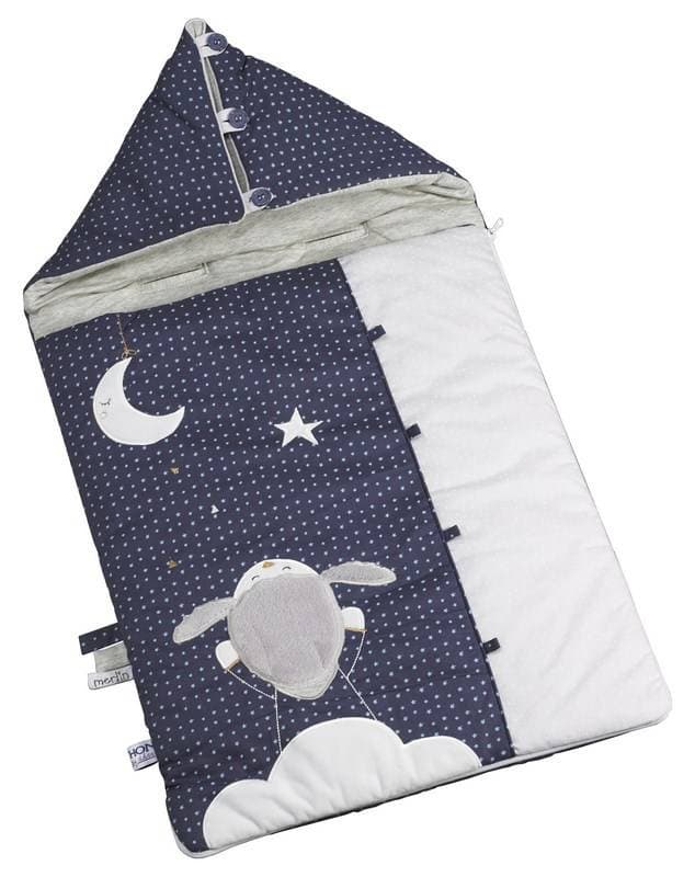 Nid d'Ange Nomade Merlin, merlin sauthon baby deco bleu/blanc 03 mois per