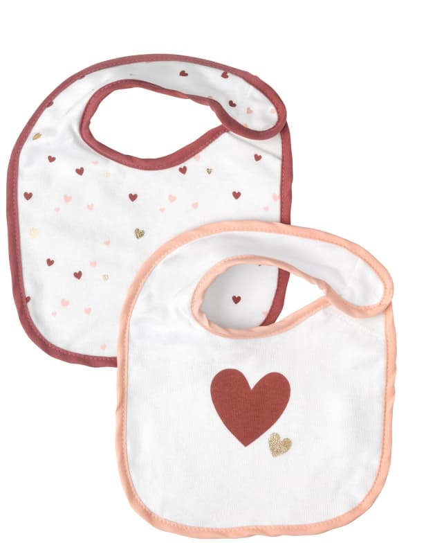 Lot de 2 Bavoirs Naissance Gaia Rose, gaia bebe9 creation rose 18x21cm h-21 — vue 3 sur 3