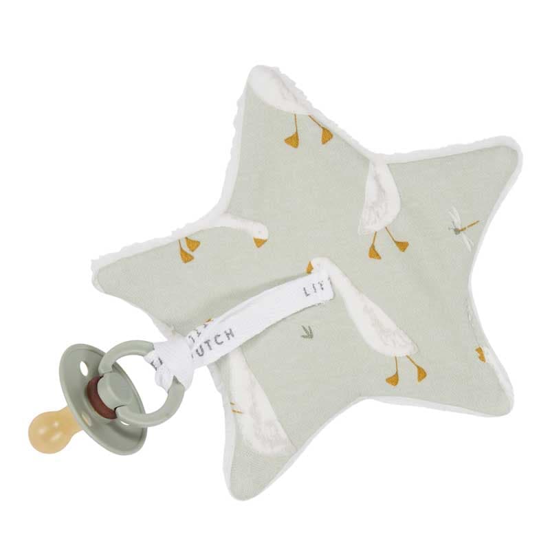 Doudou Attache-sucette Little Goose, wild flowers little dutch olive verte 15x15 2021