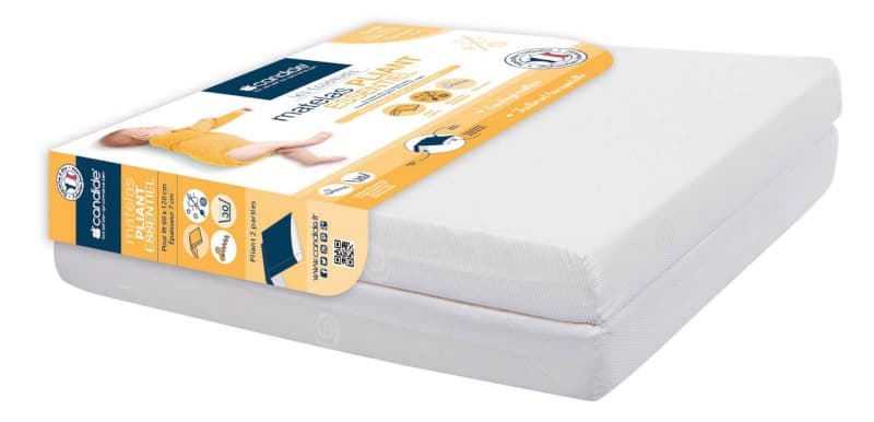 Matelas Essentiel Pliant 2 Parties Dehoussable 60x120x7 Cm — vue 1 sur 4