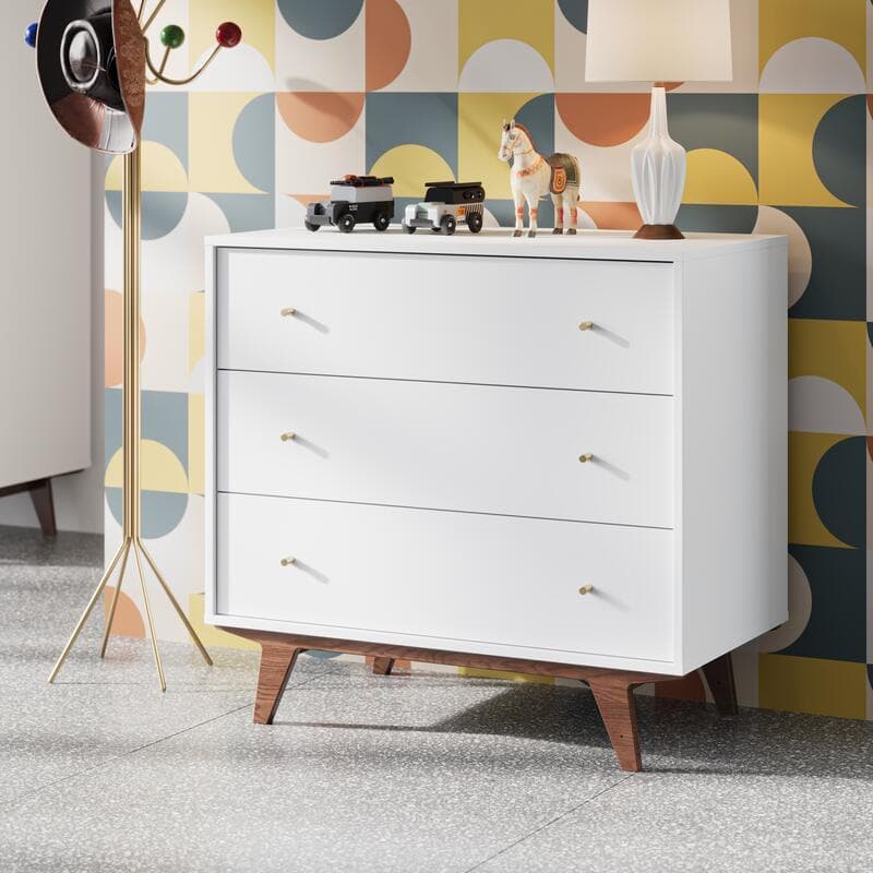 Commode Mid Noix/blanc, mid 90x50x85 — vue 4 sur 4